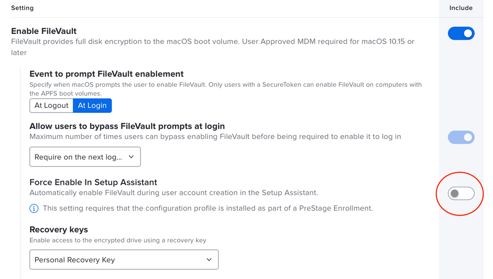 FileVault Configuration Profile